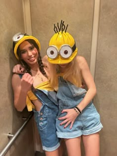 two girls dressed up as minions from the movie despicables