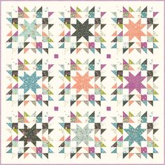 a colorful quilt with stars on it