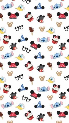 mickey mouse and friends pattern on a white background