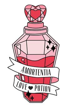 a pink bottle with hearts and stars on it, in the shape of a heart