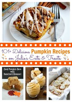 pumpkin desserts and other treats are featured in this collage