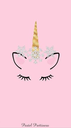 a pink background with a unicorn's face and gold glitter on the top of it