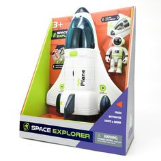 the space explorer toy is in its box