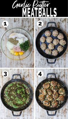 Process photos for how to make garlic butter meatballs with ground turkey Garlic Butter Meatballs, Butter Meatballs, Ground Turkey Meatballs, Creamy Pasta Bake, Healthy Baked Chicken, Meat Eater, Easy Foods, One Pan Dinner, Meatball Recipe