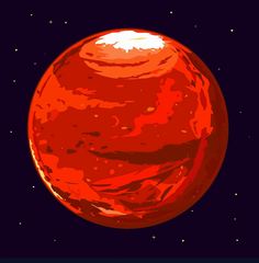 an image of a red planet with stars in the background