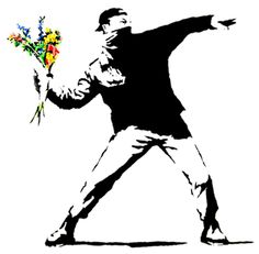 a man with flowers in his hand is depicted on a t - shirt that has the image of a tennis player holding a racket