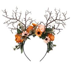 PRICES MAY VARY. MATERIAL: This woodland branch headband use artificial tree branches and silk flowers which create festival atmosphere and are very suitable for Renaissance Fair. HANDMADE: The woodland antler crown is handmade by our professional design team, and it takes long time to make one satisfactory item. It fits for most sizes of heads and it is also comfortable and easy to wear UNIQUE DESIGN: This branch elf crown is very retro-forest. Big exaggerated tree branches with delicate colorf Ren Faire Headpiece, Unicorn Headdress, Woodland Headband, Antler Crown, Antler Flower, Elf Crown, Magical Fairies, Fair Outfit