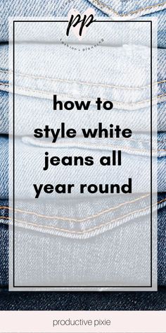 White jeans are often only worn in spring and summer, but they can definitely be worn all year round! Worn less than other colors of denim, white jeans can make your outfit look chic and feminine. With these tips, you can wear your jeans all year-round instead of only in spring and summer! Style White Jeans, Make Your Outfit, Outfit Look