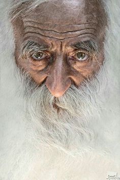 black and white photograph of an old man's face