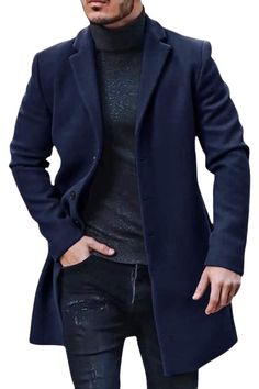 About this item

♠ Made of 65% polyester and 35% cotton blend for soft, comfortable feel suitable for casual or business wear.
♠ Single breasted trench coat with notch collar, button closure, and side pockets for a refined, tailored look.
♠ Navy blue color and regular fit make this a versatile coat for various occasions like work, dates, parties, travel.
♠ Long sleeves and hits below hip for good coverage during colder months like autumn, winter, early spring.
♠ Hand wash only; contact PASLTER customer service for any issues with fit or satisfaction. Mens Dress Vests, Dark Blue Coat, Trench Coat Outfit, Grey Trench Coat, Dapper Gentleman, Winter Knit Hats, Blue Winter