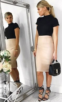 Female Business Professional Attire, Top Outfits For Women, Corporate Women Fashion, Bussines Attire Women Skirt, Modern Business Attire, Womens Business Casual Skirt, Modern Office Wear, Power Outfits For Women Boss, Dress Like A Boss