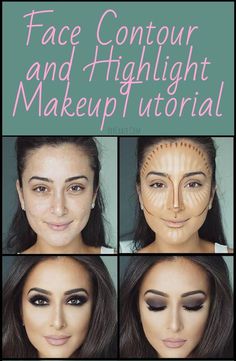 Contour And Highlight Makeup, Contour Face, Eyeshadow Eyebrows, Highlight Makeup, Contouring Makeup, Contour And Highlight, Face Contour, Makeup Tutorial Foundation, Make Up Tutorials