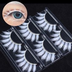 3 Pairs Fluffy Lace White Eyelashes 3D Natural Colored Artificial Vegan Silk Eye Lashes For Cosplay Halloween Makeup Party Feautures:1. High end faux mink Vegan White eyelash 2. 3 pairs in 1 package3. for Halloween, party, cosplay , doll, daily use 4. very natural and comfortable to wear5. Make you unique please notice style A,B,E has black band, C and D has white clear band. Package: 3 pairs in 1 case Doll Cosplay, White Eyelashes, Makeup Party, Eyelash Tools, Witch Cat, Eye Lashes, Cosplay Halloween, False Lashes, Party Makeup