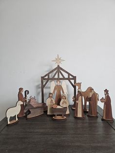 the nativity scene is made out of wood