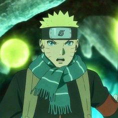 naruto is standing in front of some lights and looking at the camera with one hand on his hip