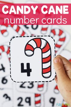 a candy cane number card game for kids