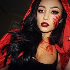 15 Simple Last Minute Halloween Costumes Simple Last Minute Halloween Costumes, Little Red Riding Hood Halloween, Creepy Halloween Costumes, Mascaras Halloween, Stile Casual Chic, Creepy Halloween Makeup, Diy Costumes Women, Last Minute Halloween