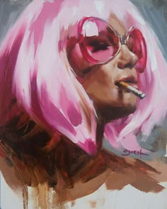 Pink Glasses, 얼굴 그리기, Figurative Art, Portrait Painting, Aesthetic Art, Amazing Art