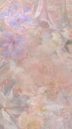 an abstract floral background with pink and purple flowers on the bottom right corner, in pastel tones