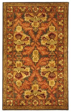 The refined look of antique Persian rug design is masterfully revived for today's extraordinary home decor in the Antiquity Rug Collection. Rich colors and evocative motifs lend heirloom qualities to classy-casual and traditional room decor, with a special herbal wash enhancing the marvelous aged patina of Antiquity. Hand tufted in India using 100% hand-spun premium wool. Safavieh Antiquity Nevahad 3 X 5 (ft) Wool Sage/Gold Indoor Floral/Botanical Vintage Throw Rug in Green | AT54B-3 Traditional Room Decor, Oval Area Rug, Persian Rug Designs, Gold Area Rug, Botanical Vintage, Vintage Throws, Hooked Wool, Antique Persian Rug, Gold Rug