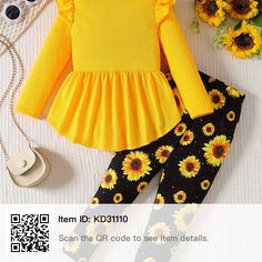 Graphic Outfit, Sunflower Outfit, Sunflower Graphic, Floral Print Pants, Girls Fall Outfits, Clothes Casual