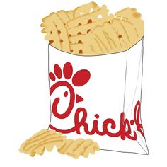 an illustration of a bag of chicken crackers with the word chick's on it