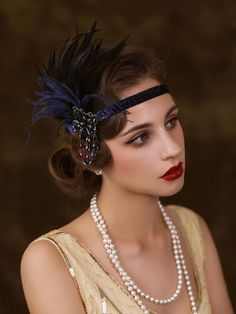 Gatsby Hair Accessories, Great Gatsby Makeup, Great Gatsby Hair, Gatsby Makeup, Estilo Charleston, Great Gatsby Headpiece, Gatsby Accessories, Flapper Hair