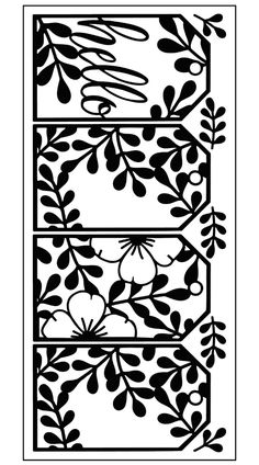 the stencil is made with black and white floral designs, which have been used for