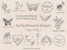 the family memorial designs are shown here