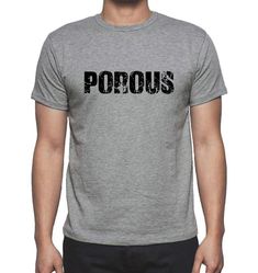 POROUS, Grey, Men's Short Sleeve Round Neck T-shirt 00018