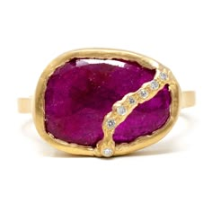 This sumptuously juicy ruby ring will have you thirsting for more. Diamonds flowing down the face of this imperfectly perfect pop of color. Celebrating our imperfections empowers us to see the true beauty that resides in us. Forged by our strengths and weaknesses, virtues and vulnerabilities, you are beautifully unique. A one of a kind just like this collection. Pictured in:14k yellow gold3.70ct ruby.03ctw full cut white diamonds Burning Embers, Pull Yourself Together, I Love Gold, Boho Jewels, Wedding Lookbook, Love Humor, Imperfectly Perfect, Ruby Rings, Strengths And Weaknesses