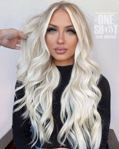 Blond Hair With Root Melt, Platimun Blonde Hair, Long Icy Blonde Hair, Platinum Balayage, Bright Dimensional Blonde, Platinum Blonde Hair Extensions, Icey Blonde