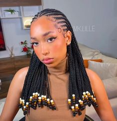 70 trendy Fulani braids hairstyles & designs featuring Fulani braids with beads, boho Fulani braids, tetris Fulani braids and more. Mini Fulani Braids, Half Cornrows Half Box Braids With Beads, Fulani With Beads, Braids On Relaxed Hair, Straight Back With Beads, Short Fulani Braids Hairstyles, Hairstyles For Black Women Beads, Cute Hairstyles With Beads, Fulani Braids Hairstyles With Beads