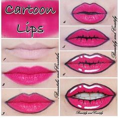 Pinstrosity: Costumes Paint and Minding the Details. Great Idea for an easy Halloween costume! Cartoon Pop Art, Art Lips, Pop Art Lips, Cartoon Pop, Drag Make-up, Lip Makeup Tutorial, Special Effects Makeup