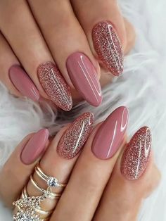 Multicolor  Collar    Color Nails Embellished   Beauty Tools Mauve Nails, Polish Design, Valentine Nails, Gold Nail, Ombre Nail Designs, Oval Nails, Autumn Nails