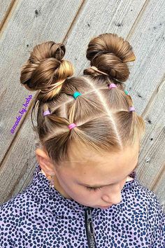 Softball Double Bun Style with Rubber Bands for School Girls