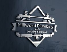 the millward plumbing and heating solutions logo is shown on a dark blue background with silver lettering