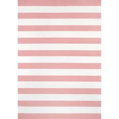 a pink and white rug with horizontal stripes