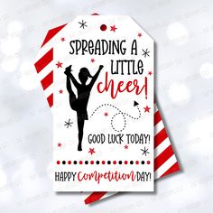 a christmas card with the words spreading a cheer good luck today and happy competition day