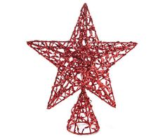 a red wire star ornament on a white background