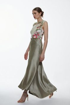 The Epitome Of Elegance, This Maxi Dress Is Perfectly Suited To Special Occasions. A Satin Skirt Flows Gracefully With Every Step, While The Bodice Is Crafted From Luxurious Guipure Lace And Features An Array Of Floral Motifs.Guipure Lace Bodicefloral Embroiderysatin Skirt Latest Bridesmaid Dresses, Boho Mother, Latest Maxi Dresses, Bridesmaid Dress Collection, Mother Of Bride Outfits, Maxi Dress Collection, Mother Of Groom Dresses, Mother Of The Bride Outfit, Guest Attire