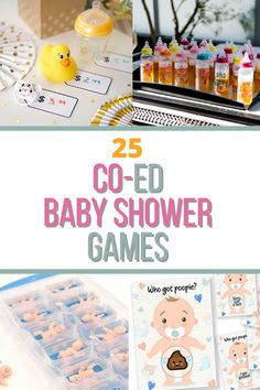 25 Co-Ed Baby Shower Games Find The Baby Shower Game, Any Shower Games, Fun Gender Reveal Games For Guests, Bby Shower Games, Interactive Baby Shower Games Funny, Baby Shower Bottle Game, Baby Shoeer Games, Co Ed Shower Games, Fun Interactive Baby Shower Games