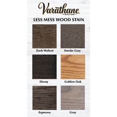 varattane wood stain chart with the names and colors for different types of wood stains