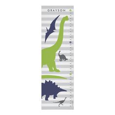 a growth chart with dinosaurs and dinosaurs on the bottom one is green, blue, and gray