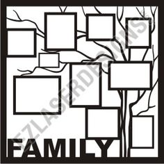 a family tree with four square frames on the top and two smaller squares above it