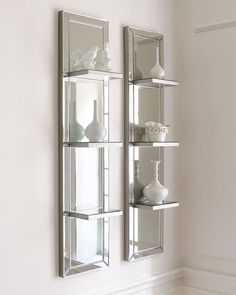 Mirrored Shelf Wall Panel Wall Mirror With Shelf, Mirrored Wall, Mirror With Shelf, Shelf Wall, Mirror Mirror On The Wall, Mirrored Furniture, Mirror On The Wall, Mirror Designs, Wall Panel