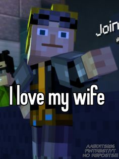 an image of a minecraft character with the words i love my wife