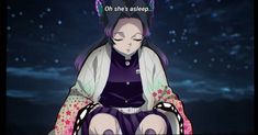 an anime character sitting on the ground with her legs crossed and eyes closed, in front of a night sky