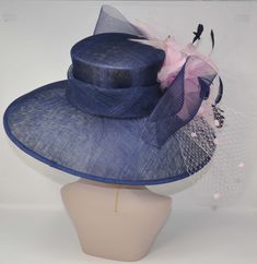 "Description: 100% Sinamay, light and comfortable *Wide brim measure Appr: 6.5\" brim *The crown is decorated with feather flowers, peacock feathers and crin ribbon bow *Head girth is 22\"-23.5\",adjustable string inside can give you the best fit. *Great for Kentucky Derby, Church, Wedding, Tea Party or other special event Many color decorations are AVA, just like: hot pink, light blue, royal blue, black, burgundy, yellow, white, dusty pink, taupe." Wide Brim Fedora With Feathers For Kentucky Derby, Curved Brim Fedora With Feather Trim For Kentucky Derby, Kentucky Derby Feather Trim Fascinator With Short Brim, Wide Brim Fascinator With Feather Trim For Races, Adjustable Feather Hat For Church, Party Hats With Feather Trim And Short Brim, Short Brim Costume Hats With Feather Trim For Races, Feathered Top Hat For Kentucky Derby Races, Feathered Hat With Curved Brim For Kentucky Derby