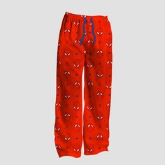 Create a cool, comfy look with the Men's Spider-Man Pajama Pants – Red. Made from midweight fabric for comfortable wear, these pajama pants are ideal for a relaxing day at home. Designed with standard fitting, adjustable front drawstring closure and full elastic waistband on the pajama pants offering a customizable fit. Mix and match with other sleepwear to create a variety of bedtime and loungewear looks. Marauders Birthday, Universal Studios Outfit, Clothes Stickers, Fleece Pajama Pants, Mens Pajama Pants, Cedar Point, Styles Clothes, Male Clothes, Frat Boy